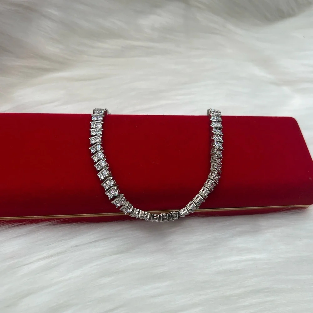 🖤New White Gold Finish Double Row Tennis Bracelet🖤 - Picture 2 of 10